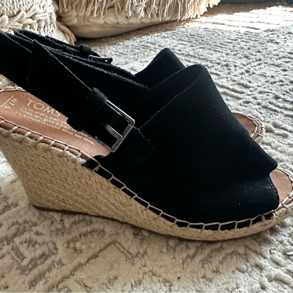 TOMS Black Suede Wedges | 7.5W | Never Worn